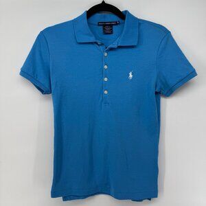 Ralph Lauren Sport Blue Short Sleeve Slim Fit Golf Polo Shirt Womans Medium